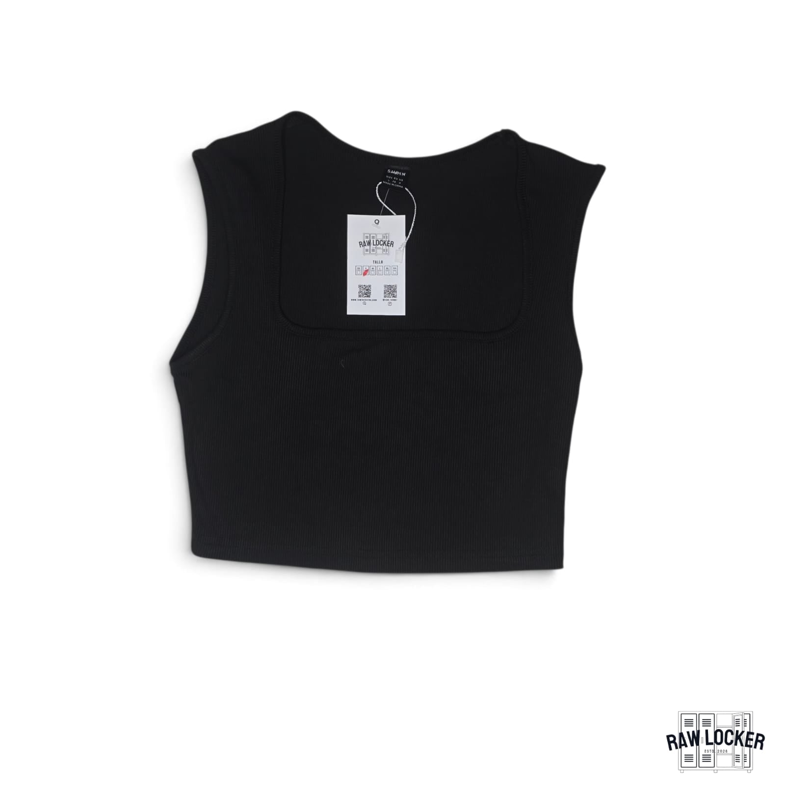 Crop Top Rib Básico Negro - Talla S