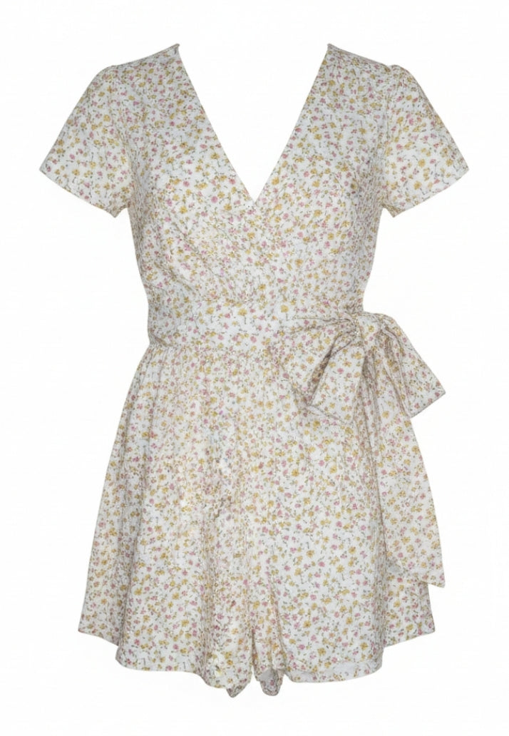 Enterizo Corto Floral Primaveral con Lazo - Talla S