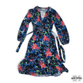 Vestido Midi Floral Manga Larga Cruzado con Cinturón – Talla S