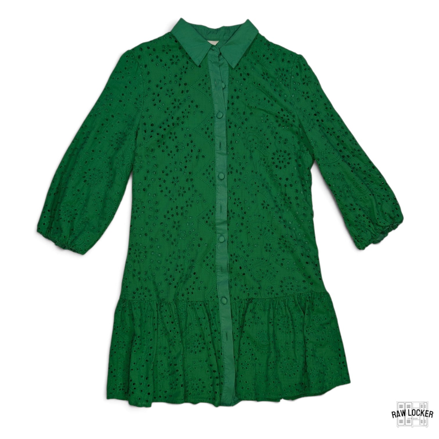 Vestido verde de botones - Talla L
