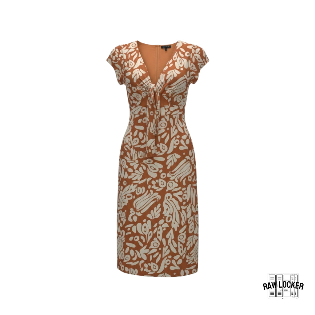 Vestido Midi Terracota Estampado Botánico - Talla XL