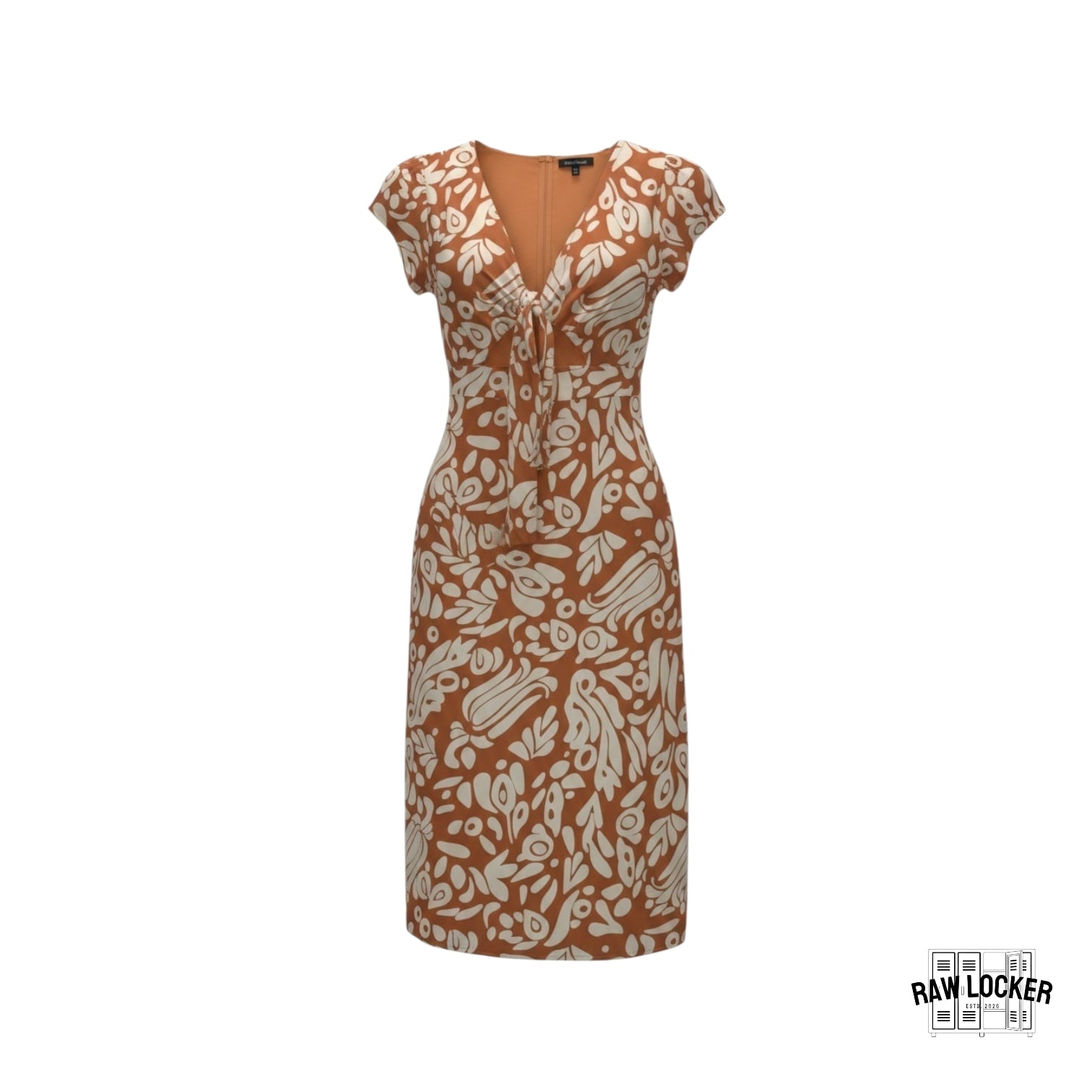 Vestido Midi Terracota Estampado Botánico - Talla XL