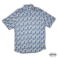Camisa Casual Manga Corta con Estampado Geométrico – Azul y Blanco - Talla L