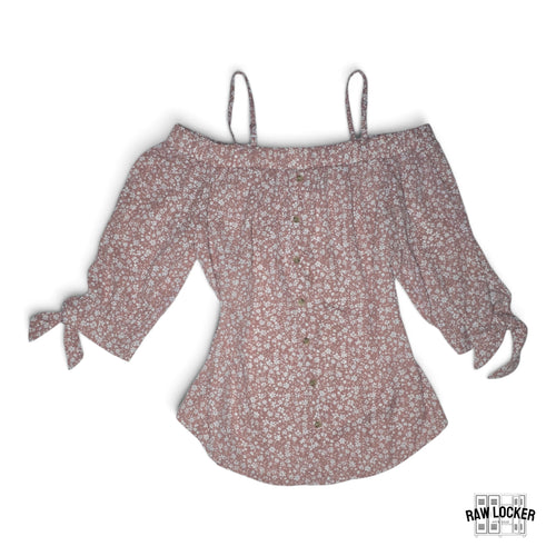 Blusa Floral Romántica Off-Shoulder. Talla M