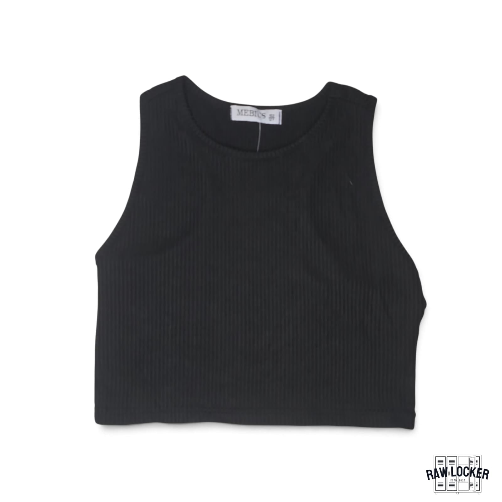 Tank Crop Rib Negro - Talla S