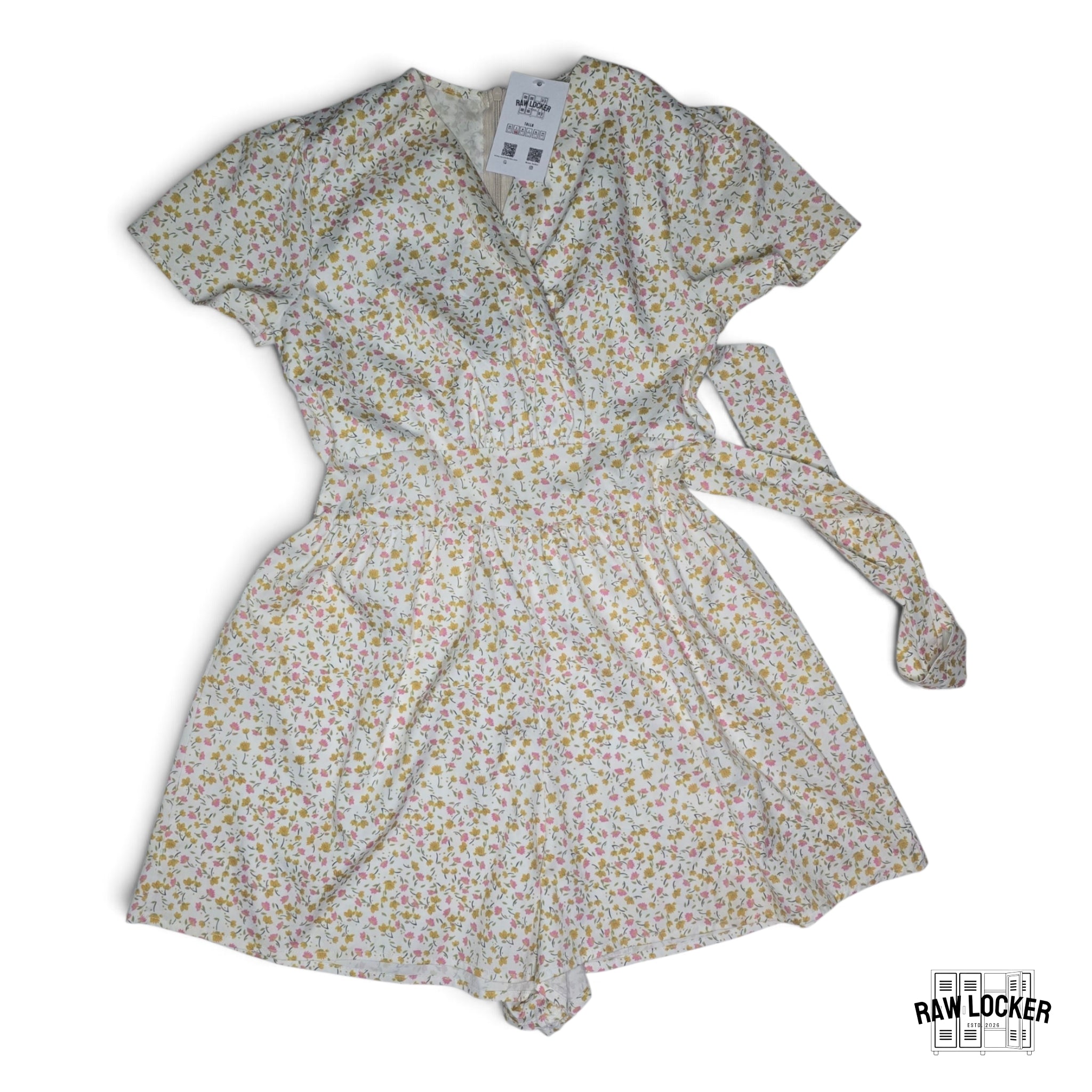 Enterizo Corto Floral Primaveral con Lazo - Talla S