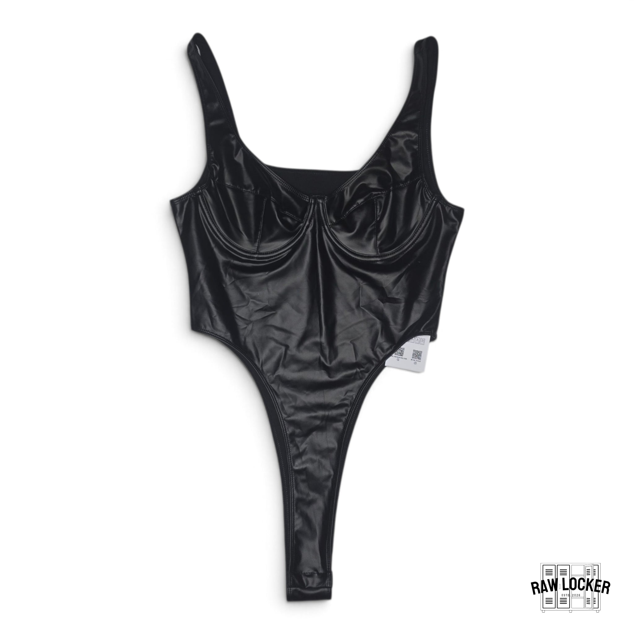 Body negro efecto cuero - Talla M
