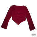 Blusa Crop Manga Larga con Dobladillo en V - Talla L