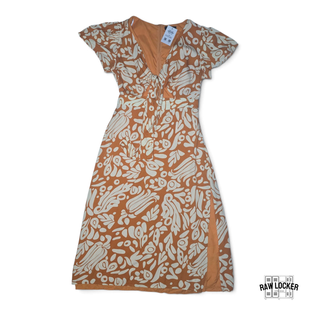 Vestido Midi Terracota Estampado Botánico - Talla XL