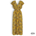 Vestido Maxi Fresco Escote Cruzado, Mustard Floral - Talla M