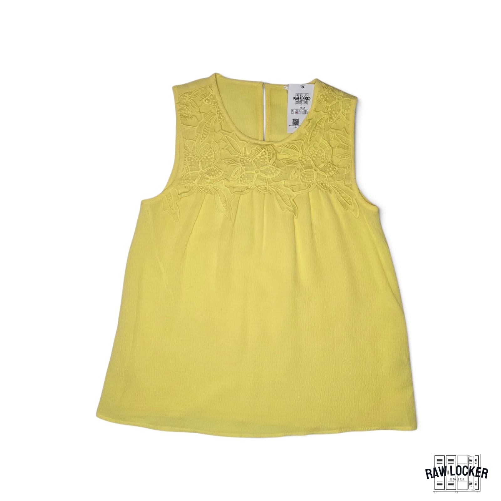 Blusa Sin Mangas con Bordado Floral - Talla S