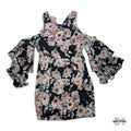 Vestido Corto Floral Hombros Descubiertos y Mangas Volantes - Talla M