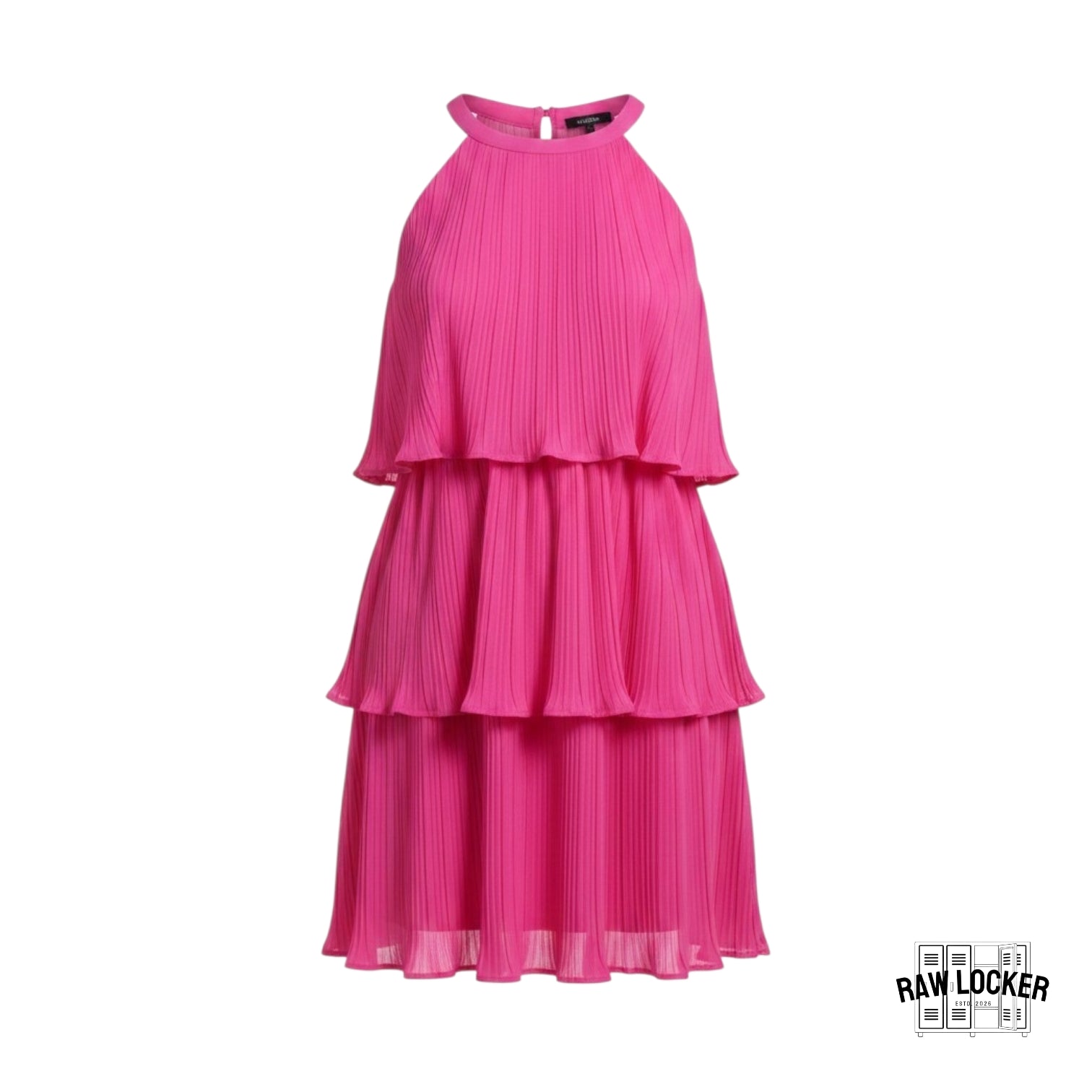 Vestido Plisado Halter Pink Bloom - Fucsia Talla S