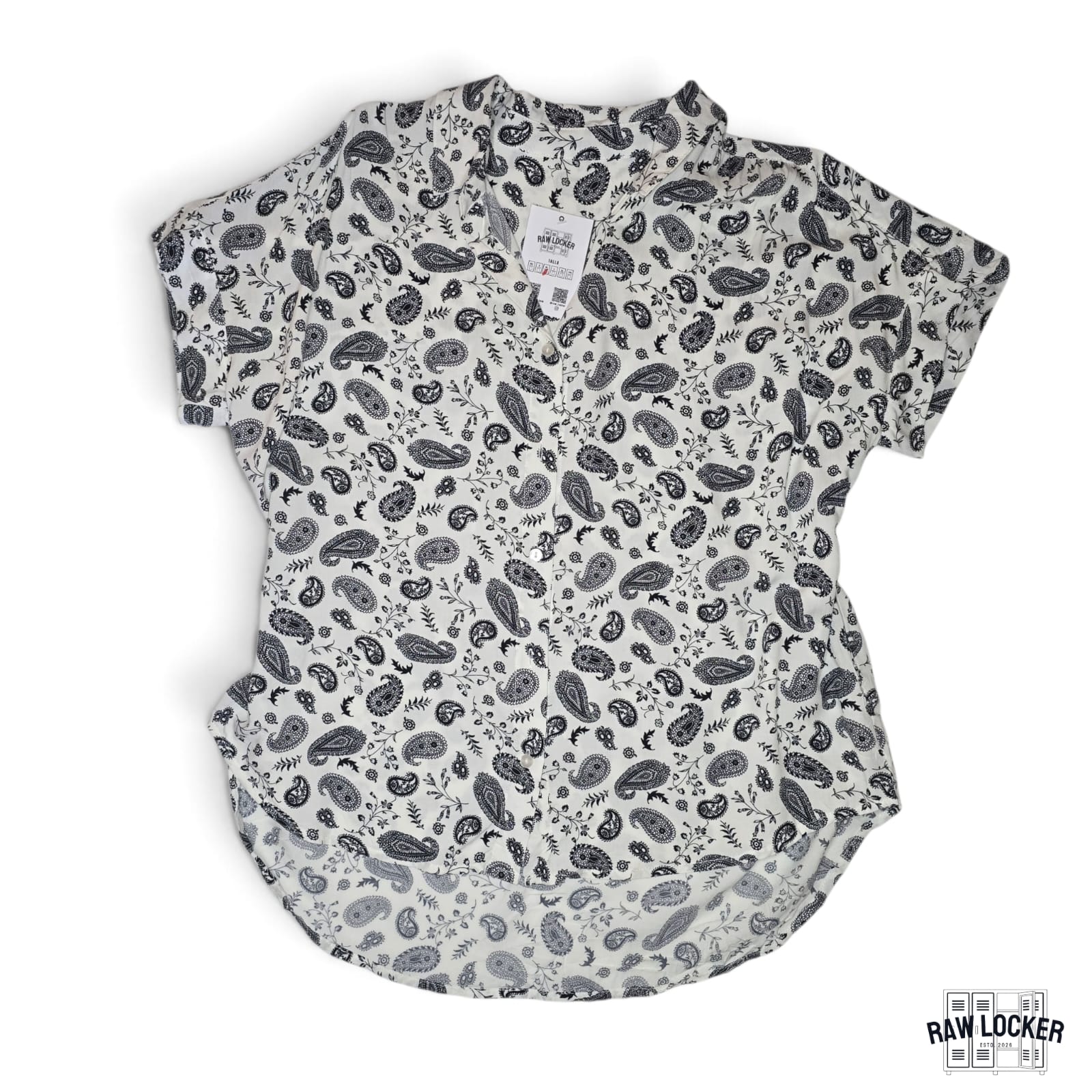 Blusa de Botones Paisley Print Cutout - Talla M
