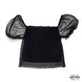 Crop Top Smocked Mangas Puff de Tul - Talla s