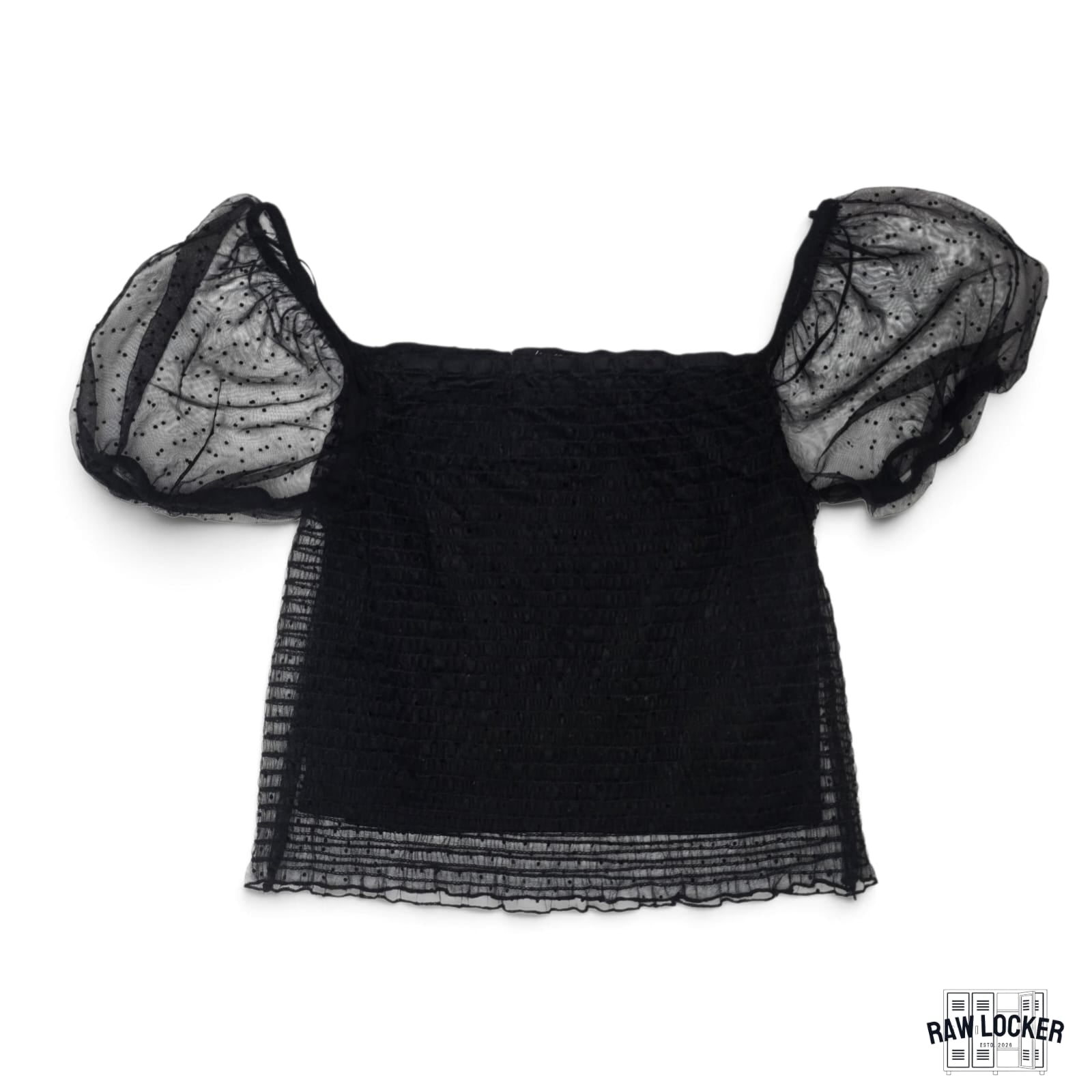 Crop Top Smocked Mangas Puff de Tul - Talla s