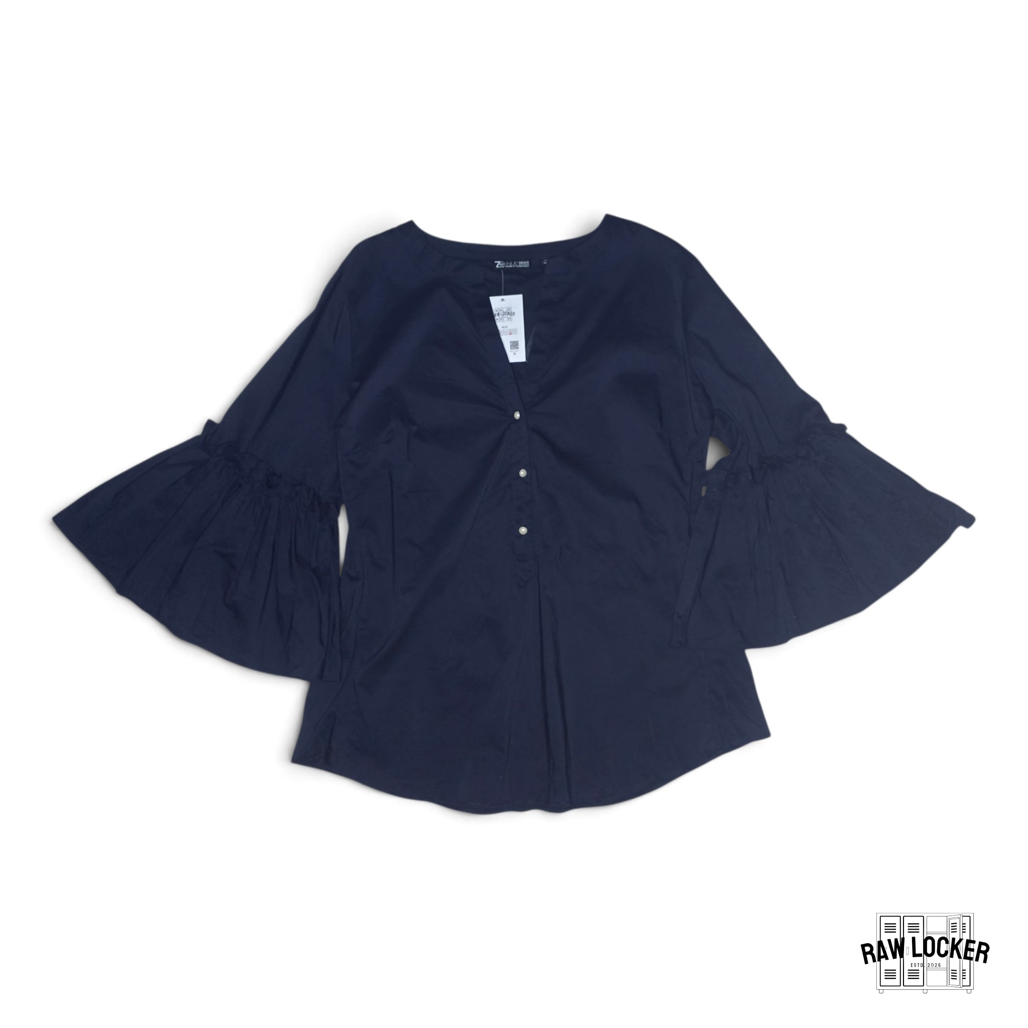 Blusa azul marino con mangas acampanadas - Talla XL