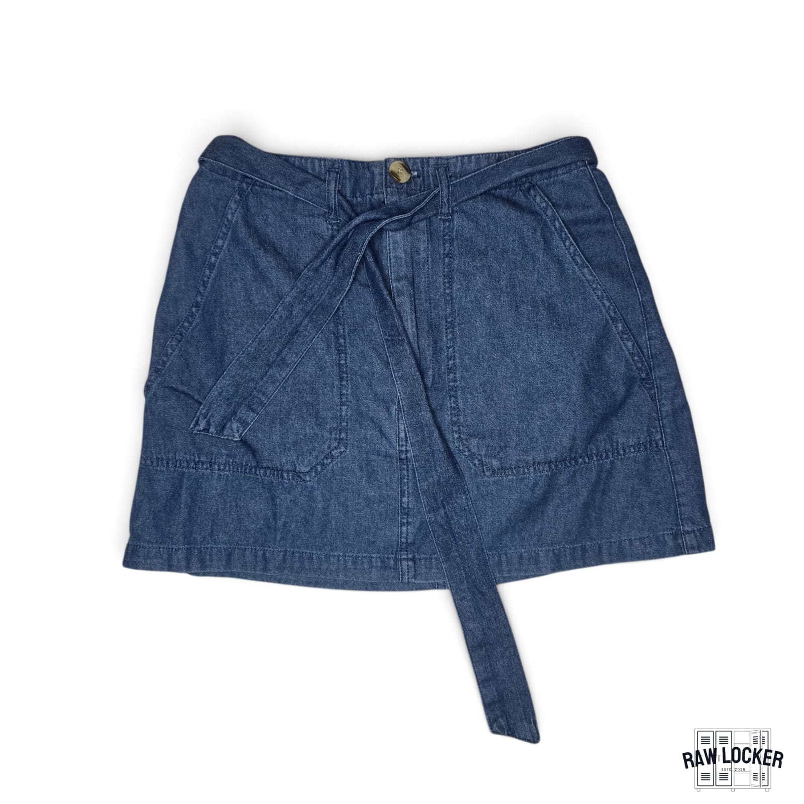 Falda Corta de Mezclilla con Cinturón de Lazo - Talla S